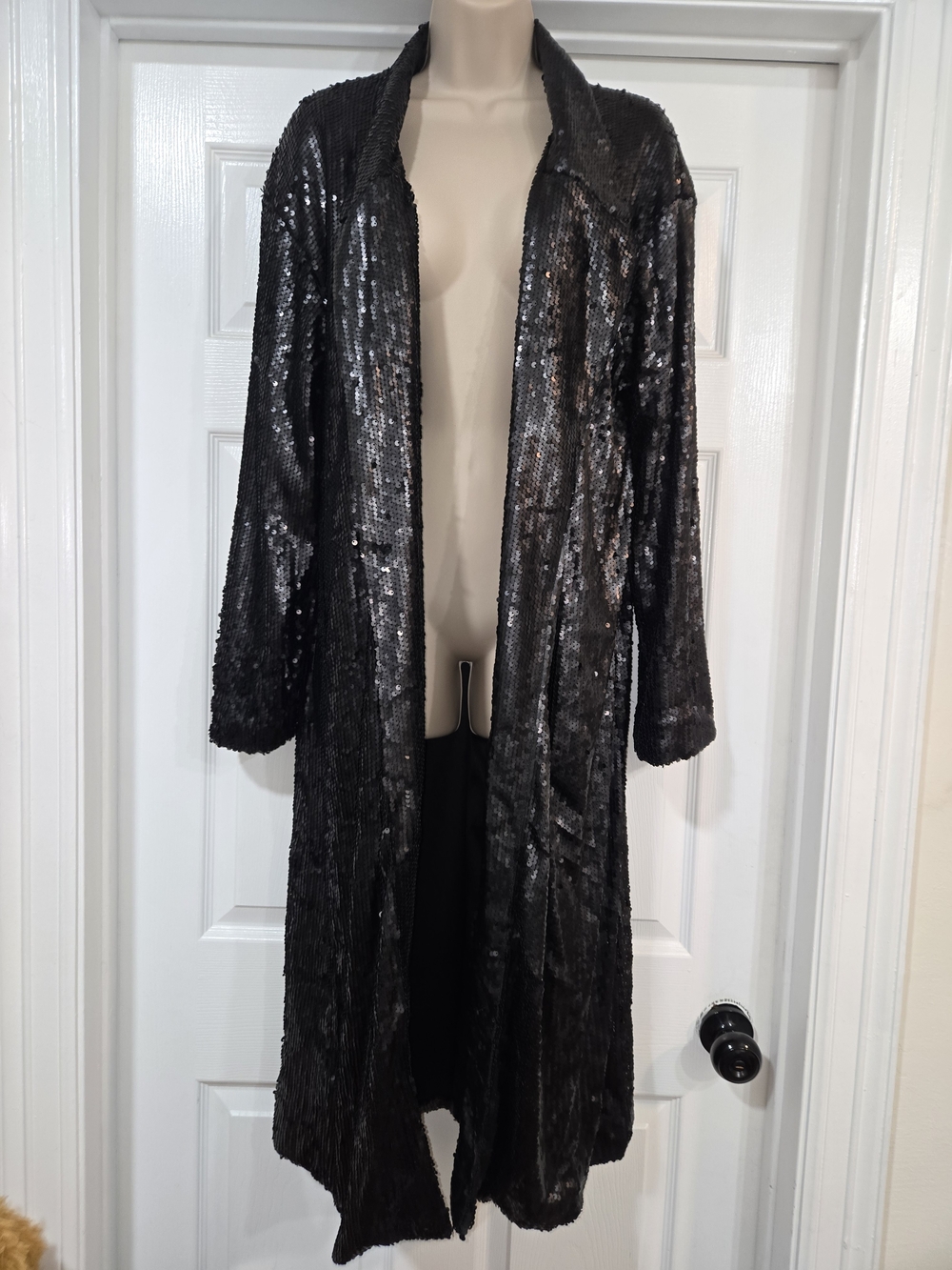 Joyfolie Black Sequin Trench Coat